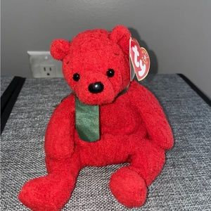 Rare Ty Beanie Baby 2001 Mistletoe Teddy Bear - Multiple Errors EUC